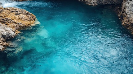 Clear Blue River Running Through Rocky Terrain