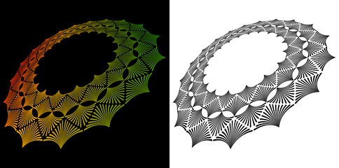 Digital Art for Textile, Cosmetics, Interior, Medical, Tech, and Fashion. Icon and Background made of Circular Dots, Lines, a Abstract Gradient and Black White Circular Wave Design. Futuristic JPG