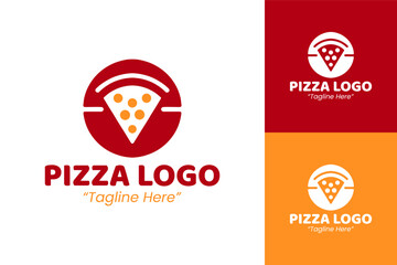 Simple and Clean Pizza Logo Design with Red and Yellow Colors for Branding
