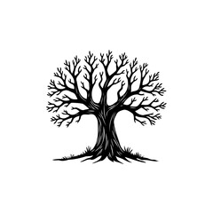 Obraz premium Elegant Black and White Tree Silhouette Illustration for Nature and Design Projects