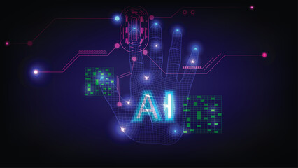AI Powered Hand Scan Futuristic Biometric Interface with Artificial Intelligence