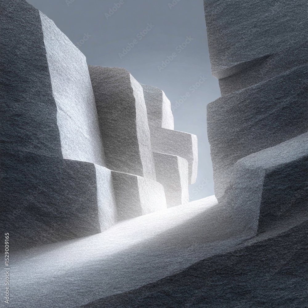 Aufkleber abstract gray angular rocks forming sharp geometric shapes