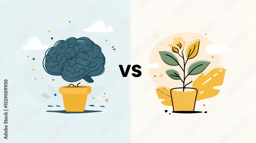 Poster Comparing Fixed and Growth Mindsets Through Visual Representation of Cognitive Development and Personal Growth Strategies