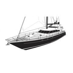 Fototapeta premium Elegant Yacht Design Scalable Line Drawing Perfect for Nautical Branding Luxury Boat Icon