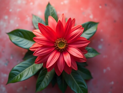 Schlumbergera on a vibrant background, photorealistic top view Schlumbergera flower
