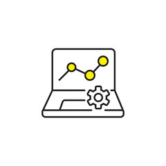 machine learning icon - laptop with graph and gear