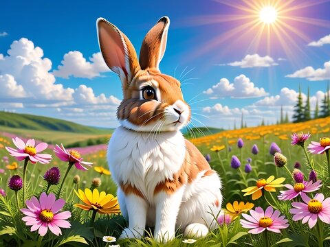 easter bunny with easter eggs