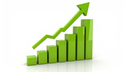 Rising trend with a green bar graph depicting growth and upward progression