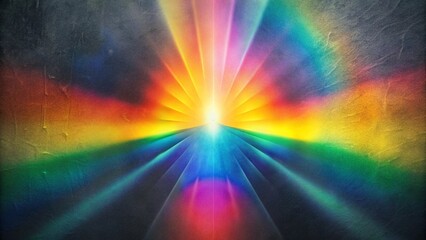 Vibrant rainbow light rays converging at horizon
