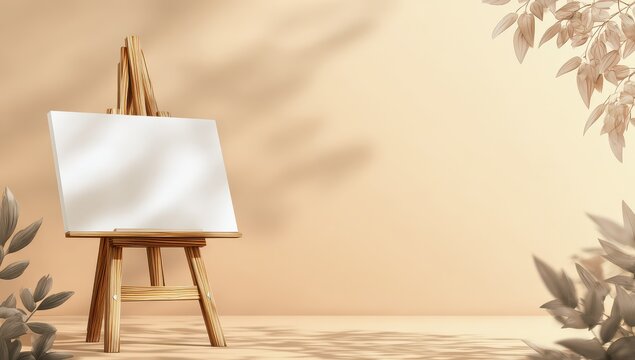 Empty canvas on easel, sunlit room