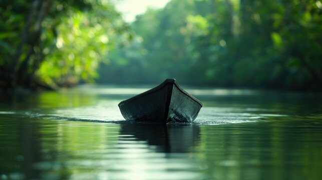 Journey People crossing a river in a small boat during a spiritual pilgrimage, seeking peace.