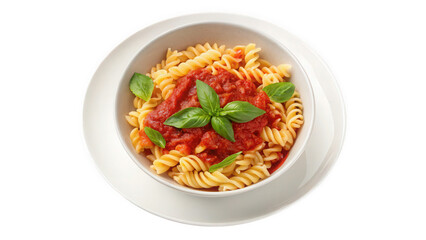 Fusilli Pasta with Tomato Sauce and Basil, AI generated