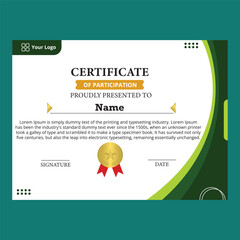 Elegant Certificate Template with Green Frame and Abstract Side