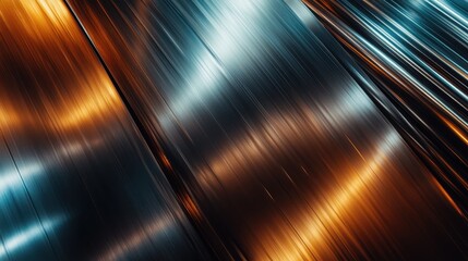 The image showcases shiny metallic surfaces that create dynamic reflections, highlighting the interplay of light and texture that evokes a sense of modern artistry and sophistication.
