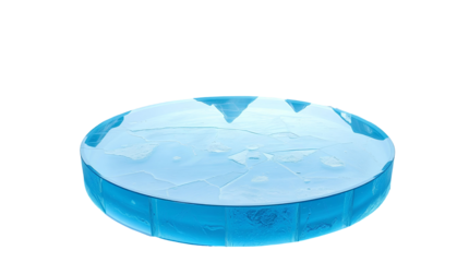 Photo of blue ice sculpture of a circular platform isolated on transparent background.png 