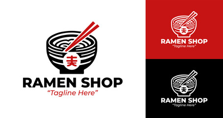 Professional Ramen Logo Design in Red and Black for Food and Restaurant Branding