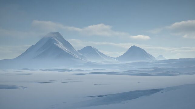 Serene white mountains and snowy plains