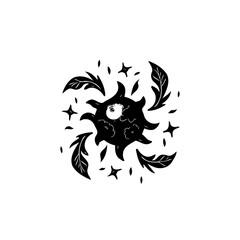 Dark Celestial Entity: An Abstract Depiction of Mystical Elements in a Minimalist Style