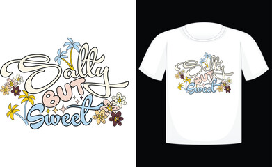 Salty But Sweet T-shirt, summer, vector, sun, design, beach, sea, horizontal, palm tree, fun, retro, travel, sunlight, t-shirt, vintage, sunset