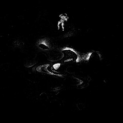 Ilustracja człowiek w kosmosie astronauta w przestrzeni kosmicznej