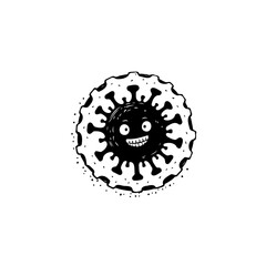 Cartoonish Depiction of Virus with Anthropomorphic Features and Expressive Face