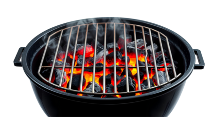 Photo of charcoal barbecue grill with the lid off isolated on transparent background.png 