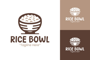 Unique Rice Bowl Logo Design for Restaurant Business and Culinary Branding