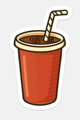 Glass of soda with straw on white background