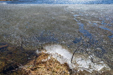 Melting ice in the spring