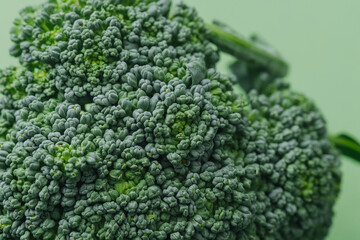 Closeup of broccoli texture showing healthy florets