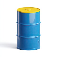 Blue metal barrel with yellow lid
