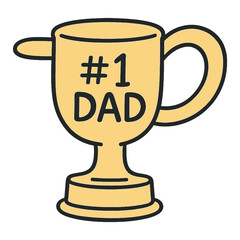Number One Dad Trophy Cup Award Cartoon Gift for Father