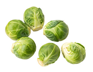 Fototapeta premium Fresh brussel sprouts healthy vegetable nutrition diet food vegan raw ingredient green leafy delicious salad 100