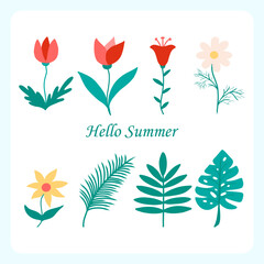 Hello, Summer Floral and Leafy Elements Design