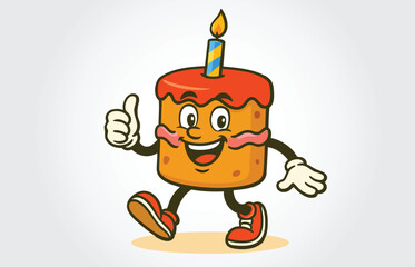 Birthday Cake Mascot Cartoon logo Vector Template