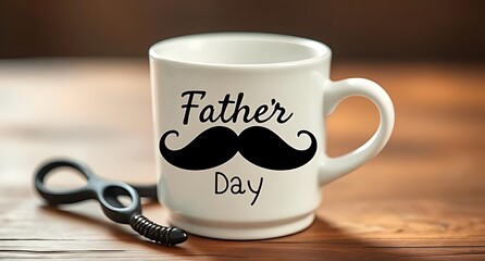 Fathers day mug with mustache and grooming tools