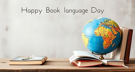 Happy book and language day globe books