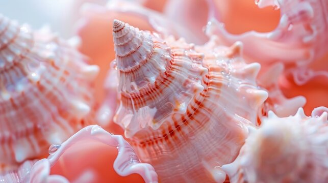 A stunning display of seashells in various shapes and intricate patterns, capturing the delicate beauty of marine life and evoking a sense of calm and connection with nature.