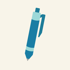 simple blue pen school supplies vector illustration office design