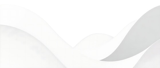 White abstract wave background with curved paper texture and digital gray design elements