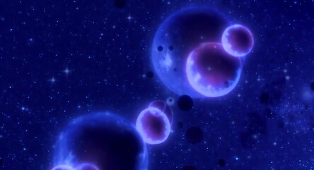 Celestial Bodies: Glowing Nebulae and Cosmic Dust in Deep Space.  A mesmerizing illustration of vibrant nebulas, planets, and stars.