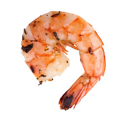 Grilled shrimp isolated closeup delicious seafood cooked prawn healthy protein tasty appetizer seafood dish food photo