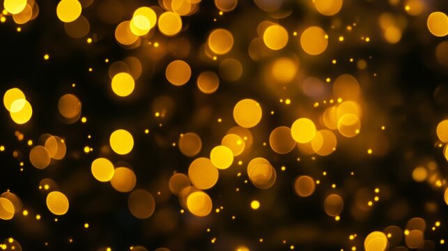 Abstract yellow light bokeh background featuring soft glowing circles and warm blurred highlights for festive, dreamy, and elegant visual designs
