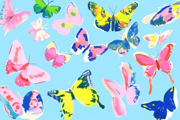 Butterflies painting cartoon pattern.