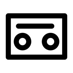 Vector cassette icon in line and minimalist style. Designed for user interfaces, music applications. This SVG icon is fully scalable. A perfect addition to modern digital audio environments.