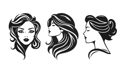 Elegant woman silhouette, female vector, beauty salon logo, lady face outline, stylish girl head design