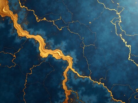 Premium golden-blue marble texture. Seamless background.