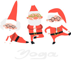 Funny Santa Claus doing yoga. Vector holiday illustration