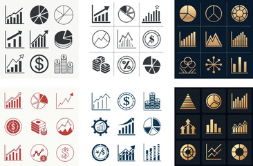 Set of 54 Minimalist Vector Icons for Diverse Financial Data Visualization  