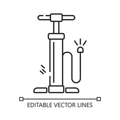 Tire pump line icon. Tire pump line drawing in minimalist black and white style. Seamless loop HD video with alpha channel on transparent background.